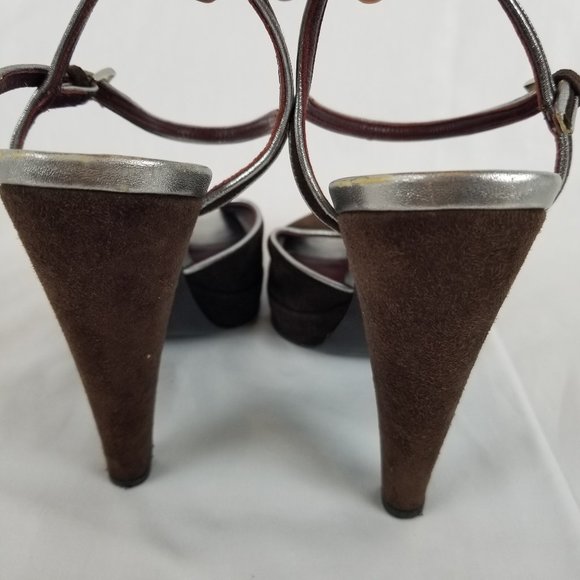 PRADA Suede Peep-Toe Pumps - Picture 4 of 7